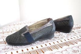 Florance Damenschuhe Gr.38, Anthrazit u. dezenten Metallic