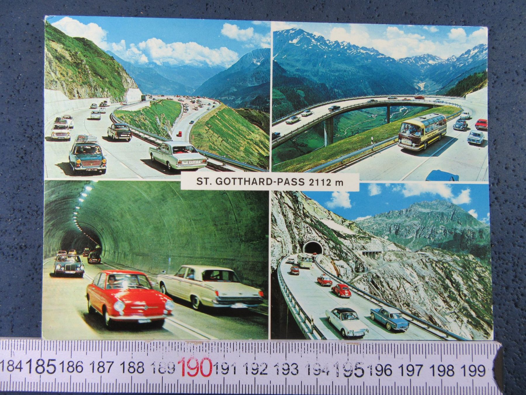 Ansichtskarten: ST.GOTTHARD-PASS GOTTHARDSTRASSE AUTO'S OLDRIMER 1973 – Gebraucht aus Ettingen von Hausi4711