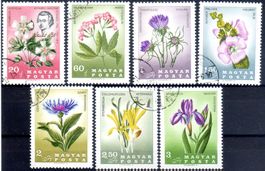 7 MARKEN GESTEMPELT BLUMEN - FOLORA UNGARN - EH40