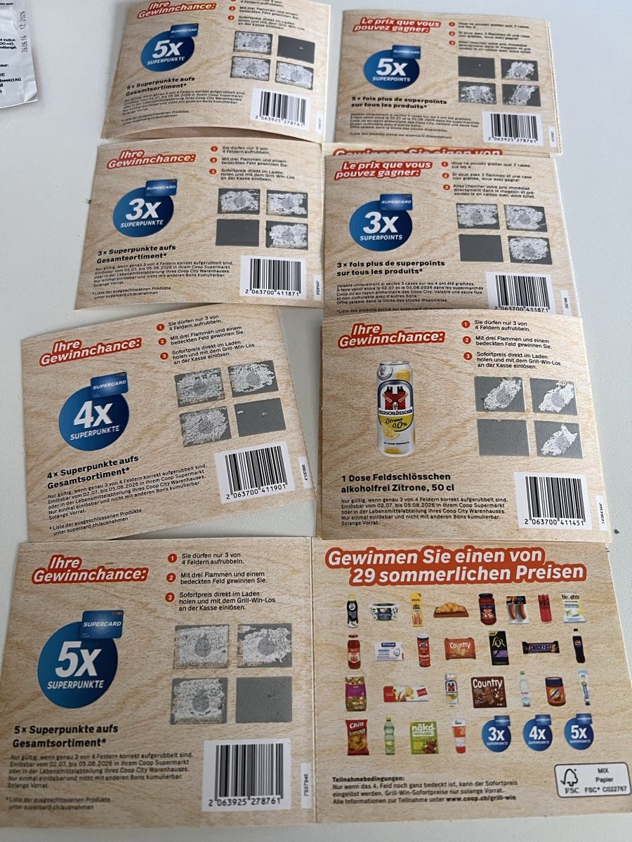 Coop Raccolte di bollini & punti: 7 Grill Win Coop Aufgerubbelt – Nuovo e nell'imballaggio originale da Uster venduto da SmartSales_zh