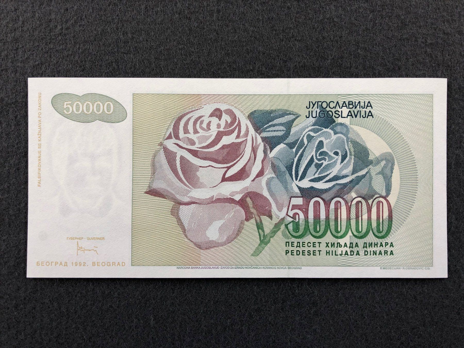Banconote: Belgrad 1992 - 50000 Dinar UNC – Nuovo (secondo la descrizione) da Pfäffikon SZ venduto da Sieben77 1