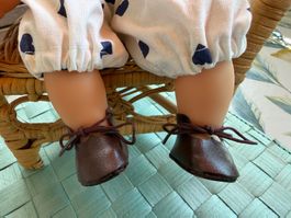1 Paar Puppenschuhe, braune Schuhe, 30 cm Corolle etc., 4 cm