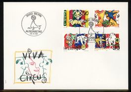 1992, FDC, Sonderpostmarken III, Zirkuswelt (Nr. 832–835)