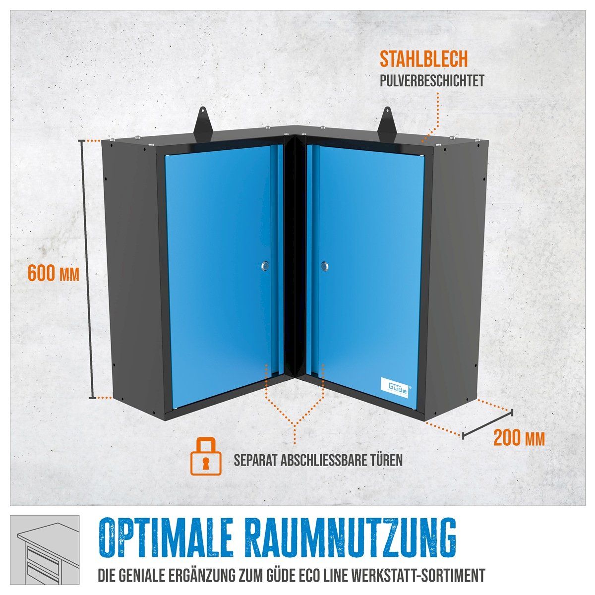 Tutti gli attrezzi: GÜDE GWES 2TE Eck-Wandschrank 2-türiger – Nuovo e nell'imballaggio originale da Bottighofen venduto da zaap 3
