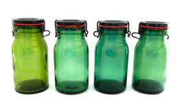 4 grüne Vorrats-/ Einmachgläser « Bülach » 0.75 L - Schlank
