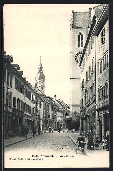 Cartoline postali: Frauenfeld, Freiestrasse mit Geschäften – Usato da Berlin venduto da bartko-reher