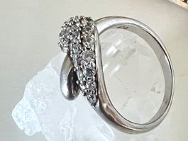 Extravagante Silberring 925 Schlangen-Design Zirkonia Besatz