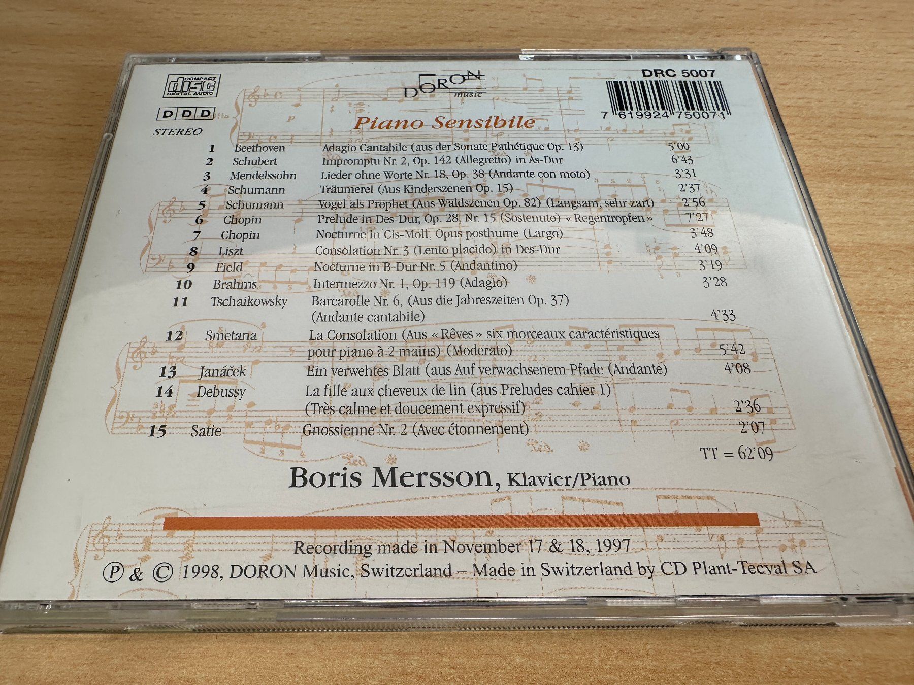 CD: Piano Sensibile, Vol. 1, Boris Mersson – Usato da Rikon im Tösstal venduto da Alpenmutz 1