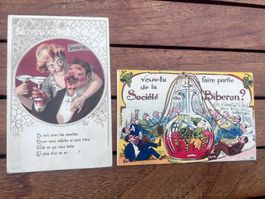 Cartes Postales Anciennes humoristiques, lot de 2, vintage