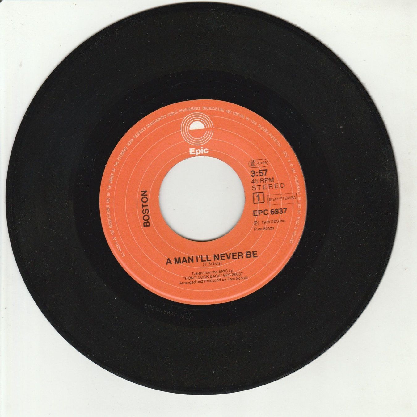 Schallplatten: Boston - A Man I'll never be 7" Vinyl 1978 – Gebraucht aus Tübach von JamesStone 3