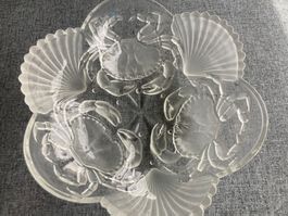 Vintage Krabben Muscheln Meeres Deko Schüssel, massiv