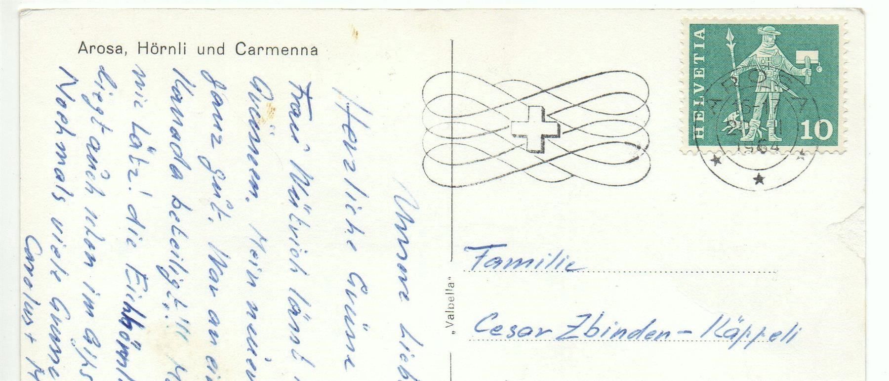 Cartoline postali: AROSA Hörnli und Carmenna - Skilift – Usato da Jona venduto da philajona 1