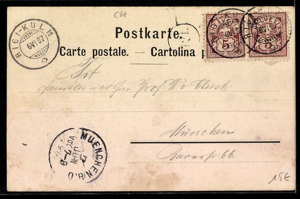Cartoline postali: Litho Rigi-Kulm, Panorama mit Hotel – Usato da Berlin venduto da bartko-reher 1