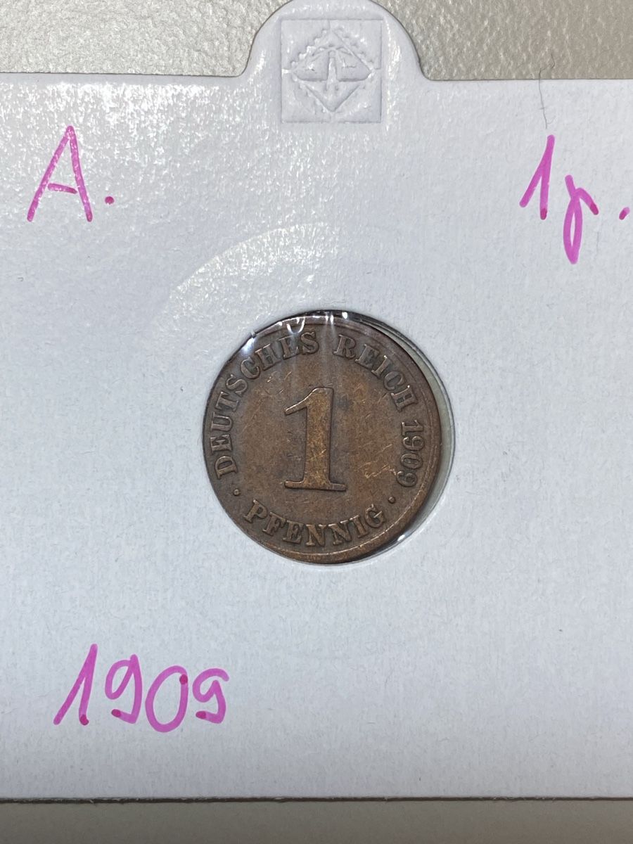 Alle Münzen: Allemagne - 1 pfennig - 1909 – Gebraucht aus Payerne von Mike1682