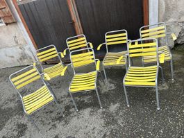 7 chaises Bigla vintage jaunes 