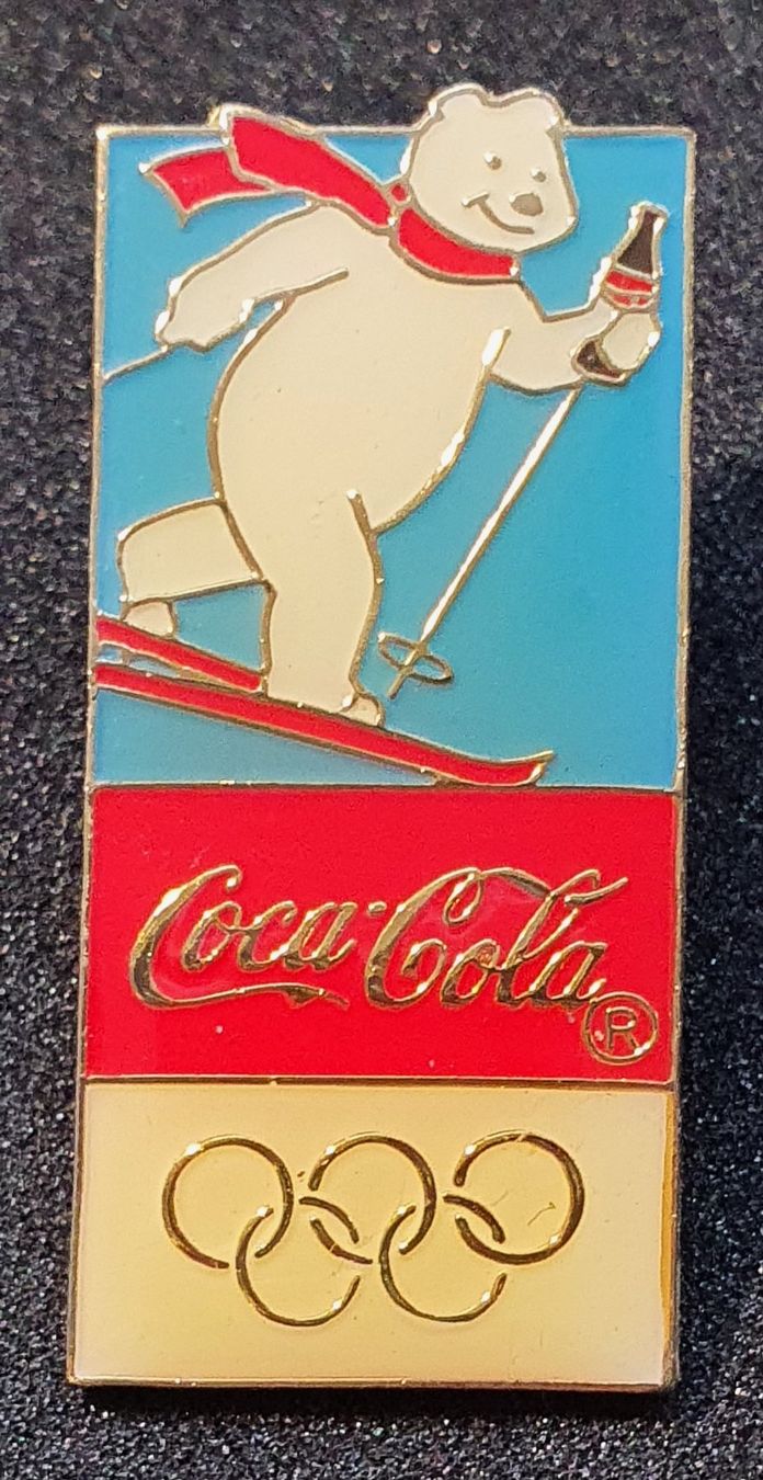 Plaketten & Abzeichen: S877 - Pin Coca Cola Eisbär Olympic Olympia Olympiade Ski – Gebraucht aus Reinach BL von Boston-Verkauf