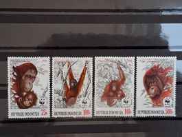 Indonesien 1989 WWF Mi.Nr. 1291 - 1294 Orang-Utan Postfrisch
