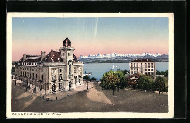 Cartoline postali: AK Neuchâtel, L'Hotel des Postes – Usato da Berlin venduto da bartko-reher