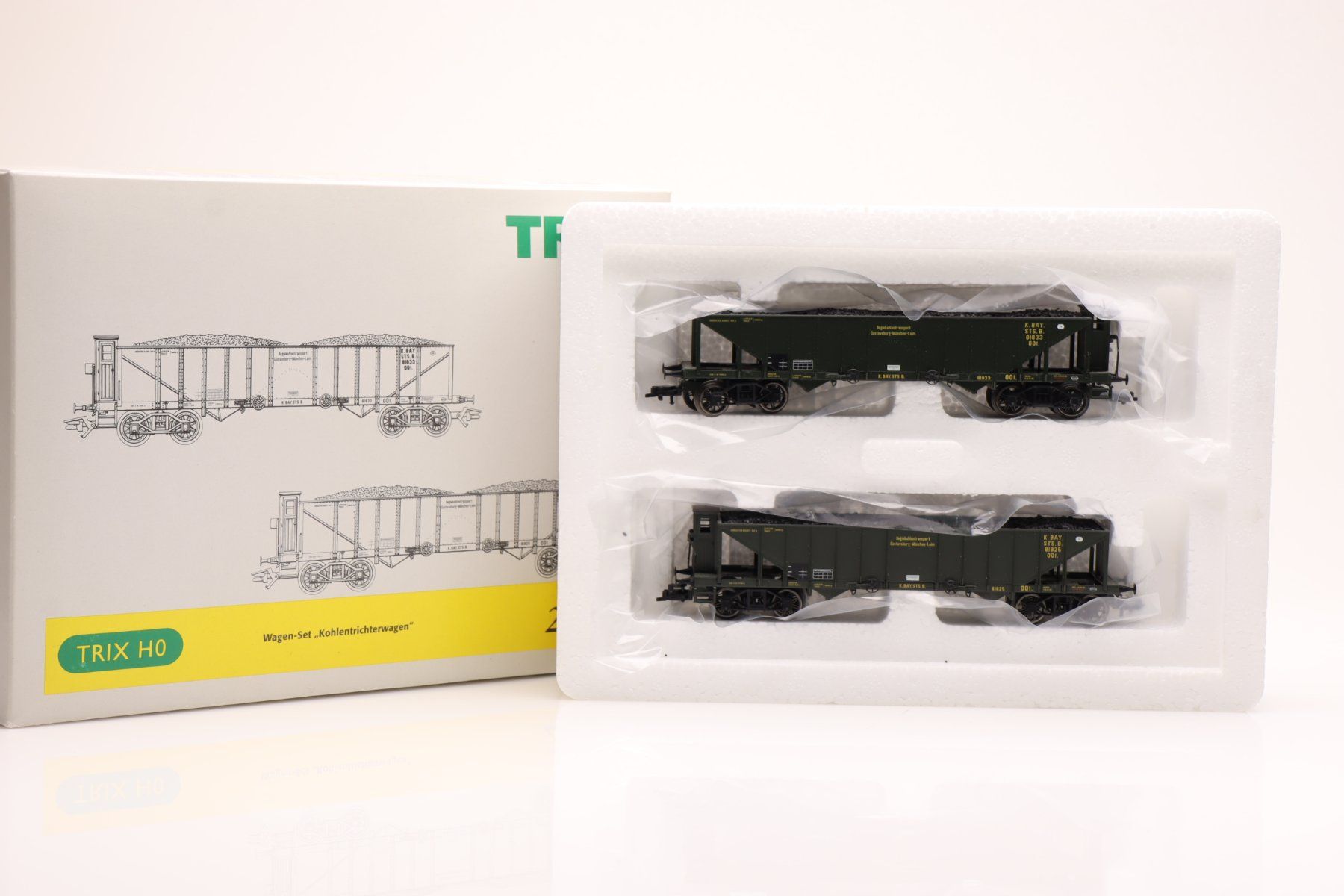 Trix Modellini di ferrovie: Trix 24302 Wagen-Set Kohlentricherwagen DC, H0 – Usato da Ried (Muotathal) venduto da Modellbahn.swiss