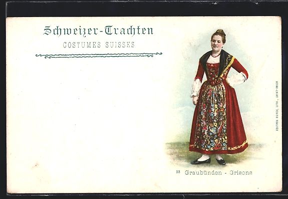 Cartoline postali: AK Schweizerin in Graubündener Tracht – Usato da Berlin venduto da bartko-reher