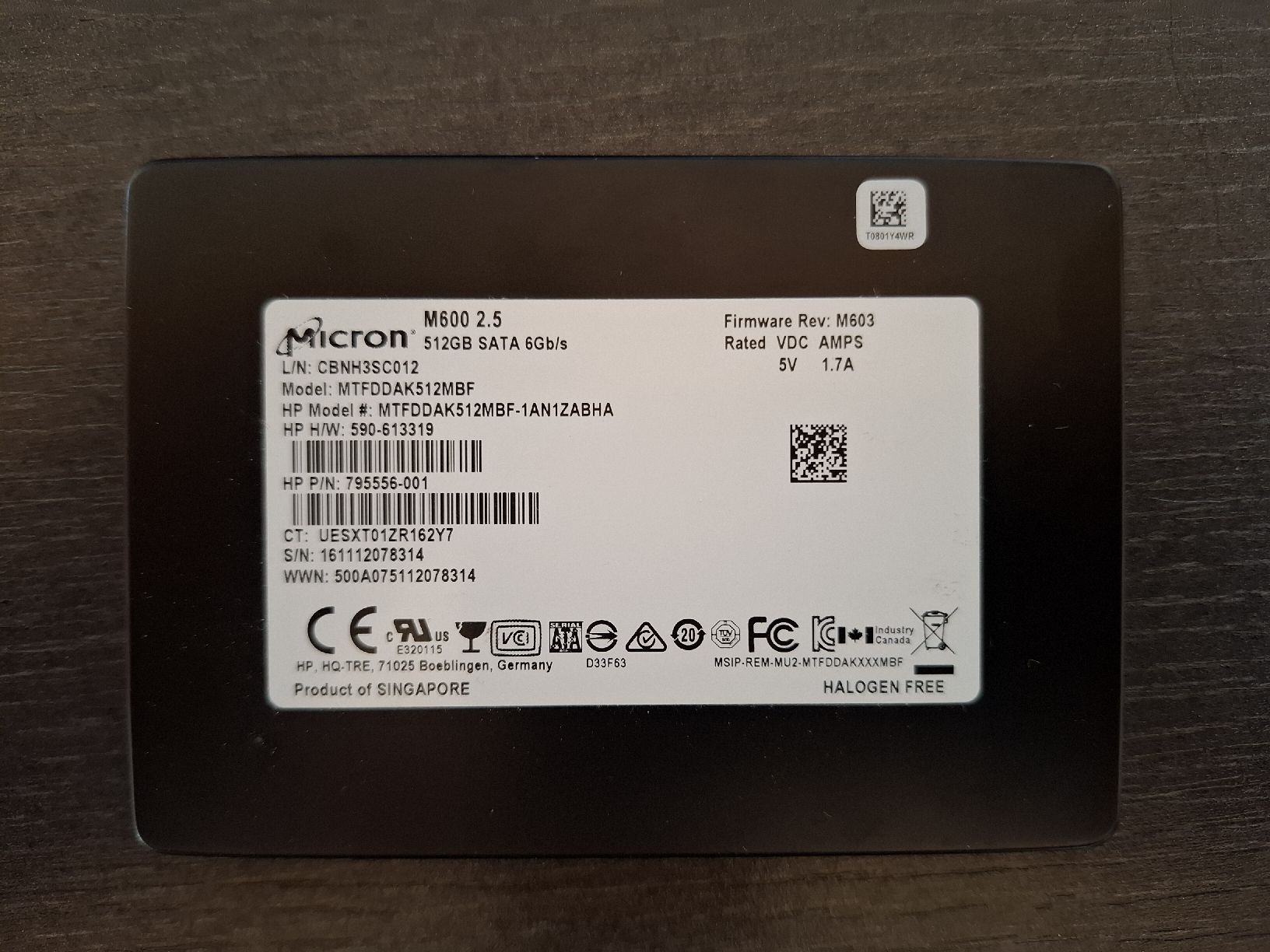 Dischi rigidi: SSD 512GB Micron M600 – Usato da Lüterkofen venduto da DAA33