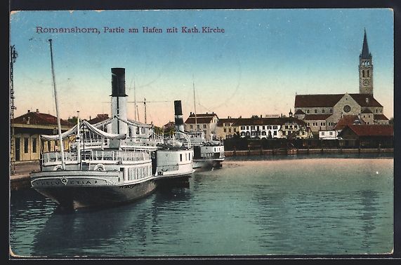 Cartoline postali: Romanshorn, Binnenschiffe im Hafen, Blic – Usato da Berlin venduto da bartko-reher