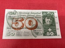 50 Franken Banknote 1973 wenig gebraucht TOP