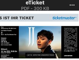 Heute!! Konzert Ticket JJ in Zürich 30.9.26