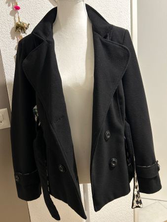 Schwarze Übergangsjacke / Kurzmantel, mit 20% Wolle Gr. XL