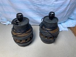 2 Vintage Radnaben-Lampen aus Wagenrad