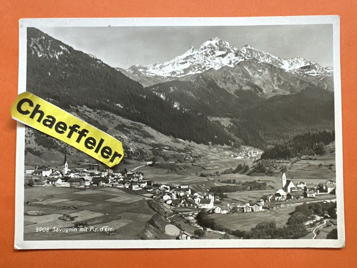 Cartoline postali: Ansichtskarte Savognin Piz d'Err 1942 – Usato da Zürich venduto da Chaeffeler