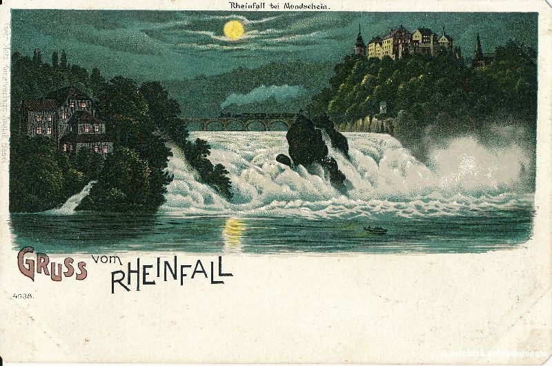 Cartoline postali: Schaffhausen - METZ Mondscheinlitho c1900 – Usato da Emmenbrücke venduto da teestube