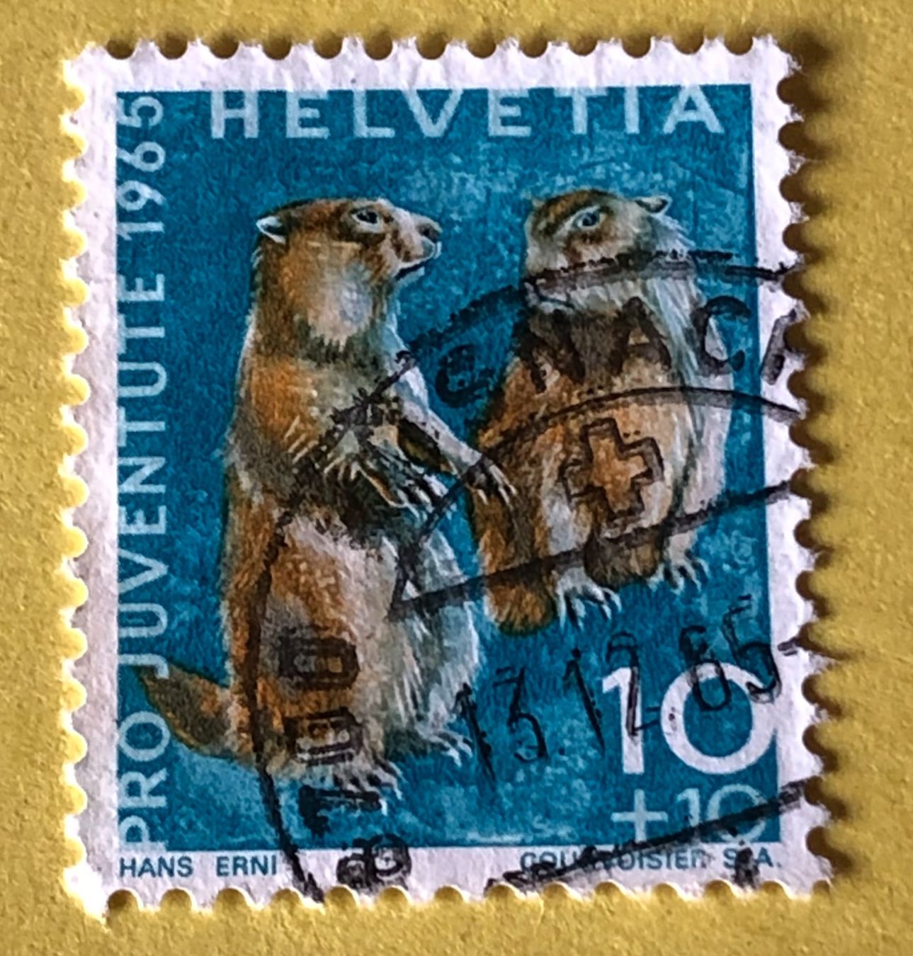 Tous les timbres: Nr.J 211 GESTEMPELT Alpenmurmeltier 1965  – D'occasion à Aarau par Billa007