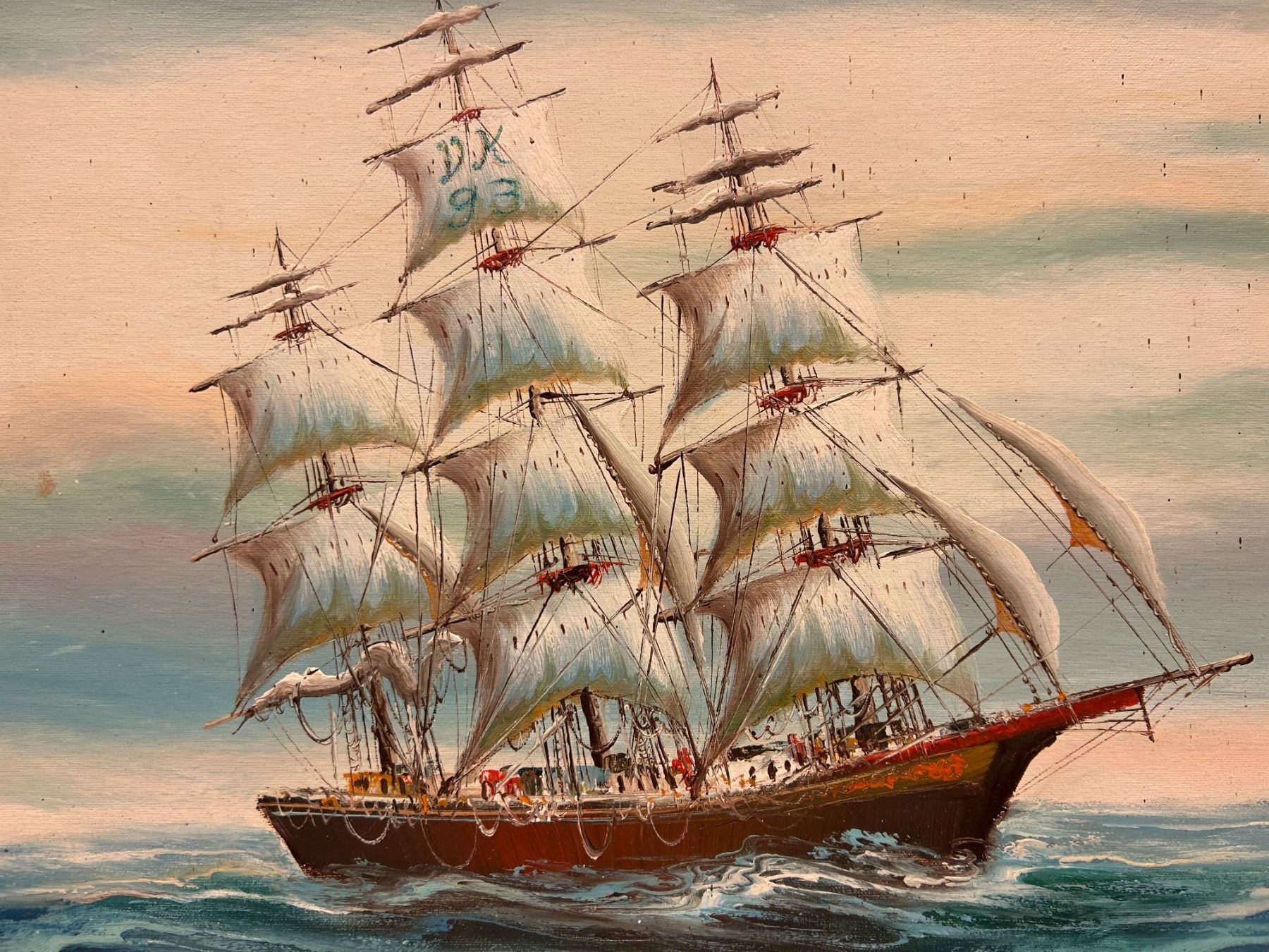 Dipinti: Ölbild, Segelschiff auf hoher See, ca. 1920. – Usato da Steinhausen venduto da Super05 2