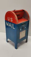 Spardose US Mail Briefkasten Metall rot blau, Vintage (I32)