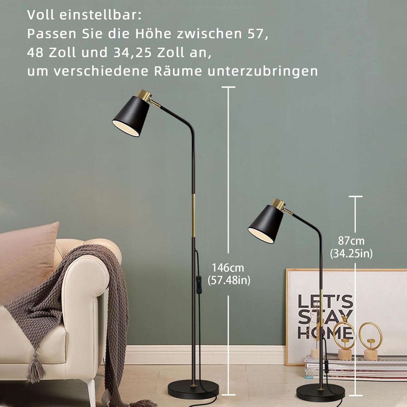 Lampen: Stehlampe LED klassisch, Stehleuchte höhenverstellbar, E27 – Neu und originalverpackt aus Zürich von MueDes 2