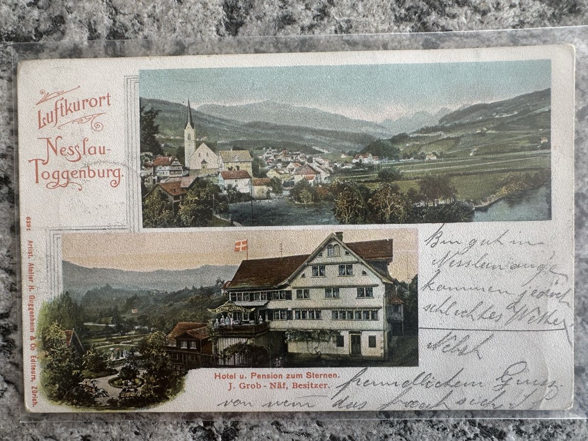 Cartoline postali: Nesslau Guggenheim Litho – Usato da Wettingen venduto da Phibras