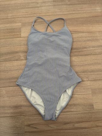 Badekleid weiss/blau gestreift Gr. 36 von C&A