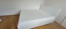 MALM IKEA Bed Frame, 2x Storage Drawers, White, 160x200cm