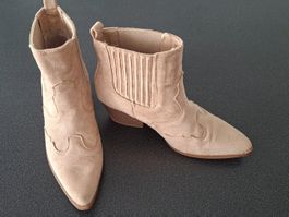 Stiefeletten Wildleder Optik beige gebrauchter Zustand