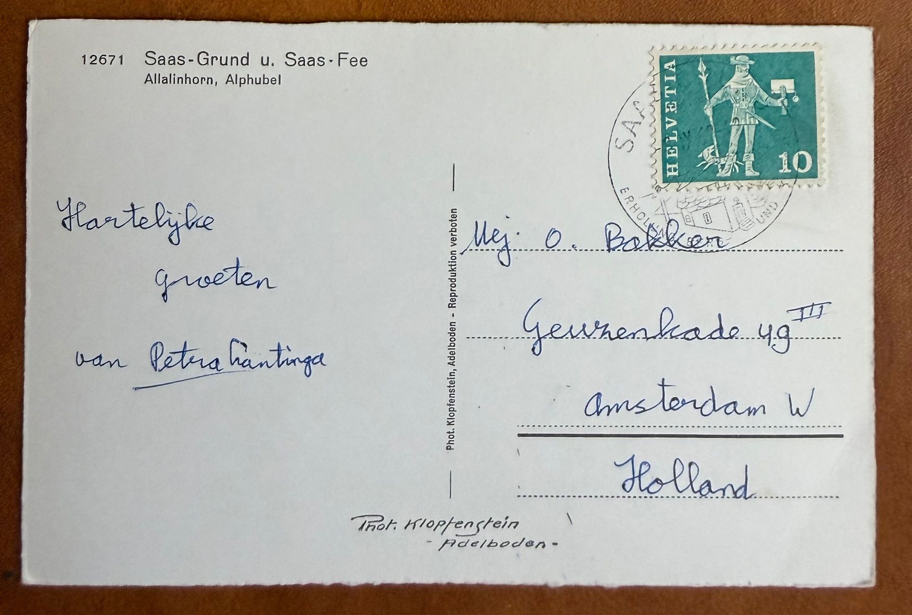 Cartes postales: Saas- Grund - 1969 – D'occasion à Lutry par Ediego 1