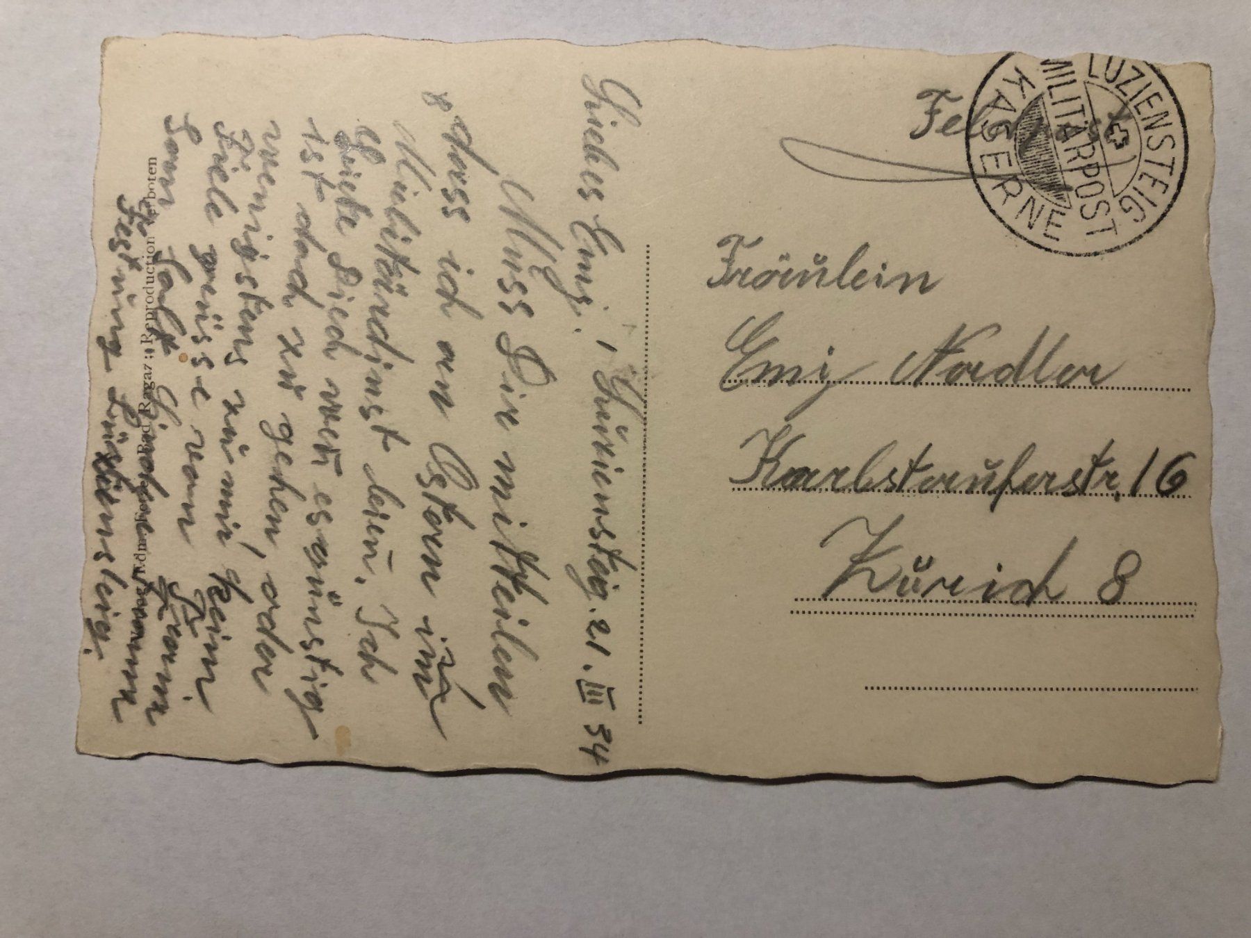 Ansichtskarten: Alte Ansichtskarte Festung Luziensteig 1934 – Gebraucht aus Pfäffikon ZH von Waltoversand 1