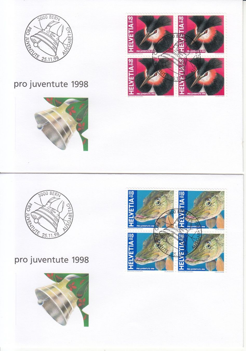 Alle Briefmarken: SBK J348 - J351 im 4er-Block FDC – Gebraucht aus Bürglen TG von StampGraf 2