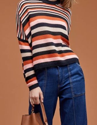 Pull Scotch&Soda rayé multicolore en laine mérinos