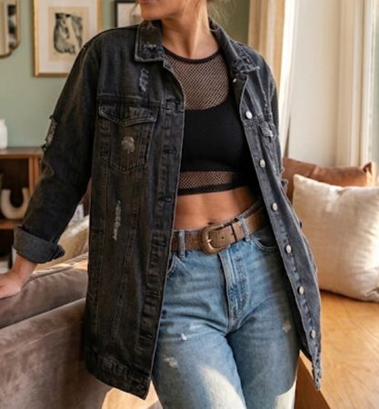 Jeansjacke TWINTIP Dunkelgrau Grösse S guter Zustand