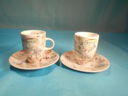 2 Espresso Tassen und Untertassen, Paris