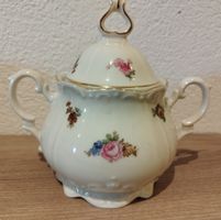 Zuckerdose, Porzellan mit Blumenmuster, Vintage Stil
