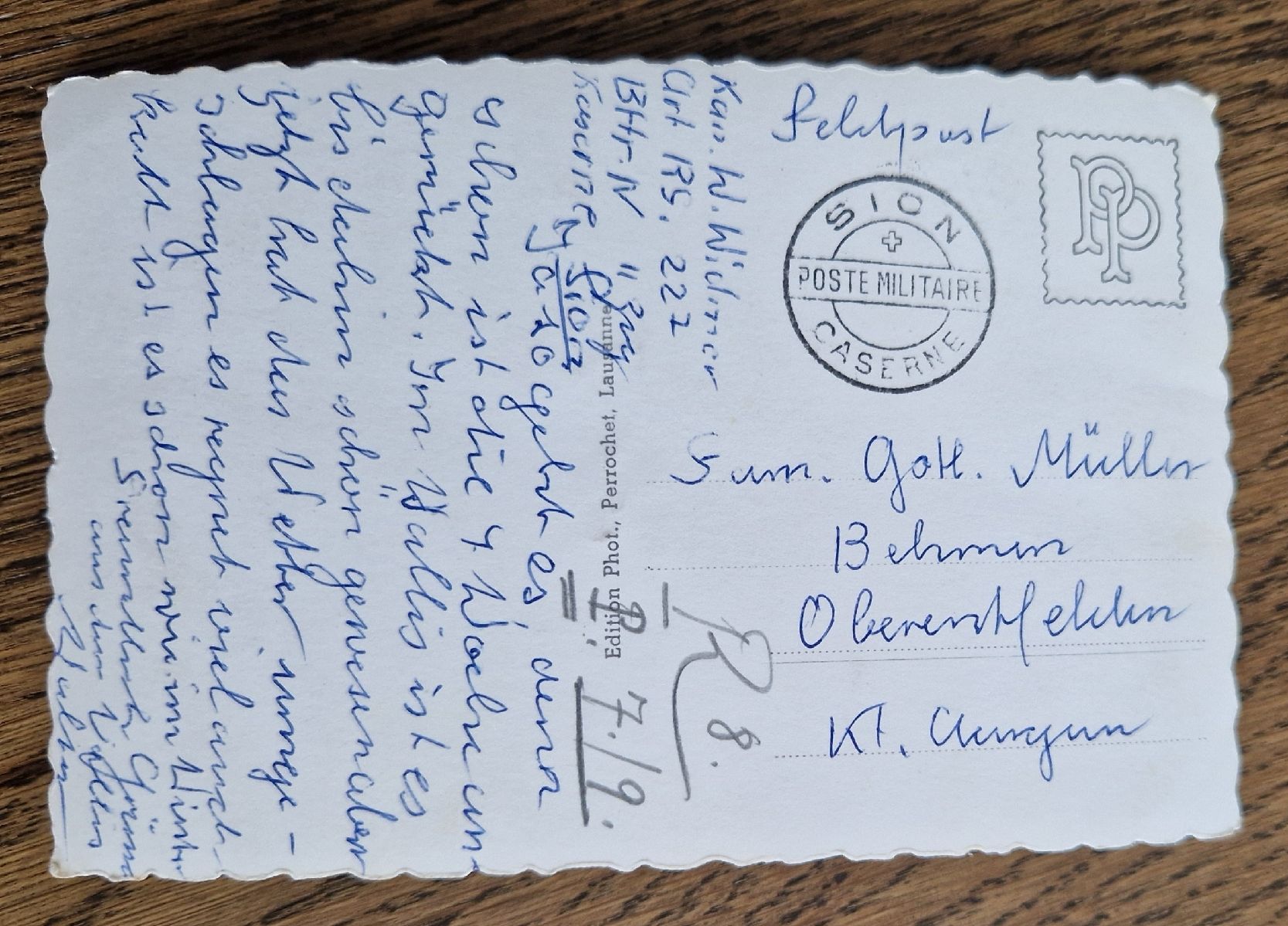 Cartoline postali: Casernes de Sion, Feldpost, Art RS 227 – Usato da Ebikon venduto da Donar50 1