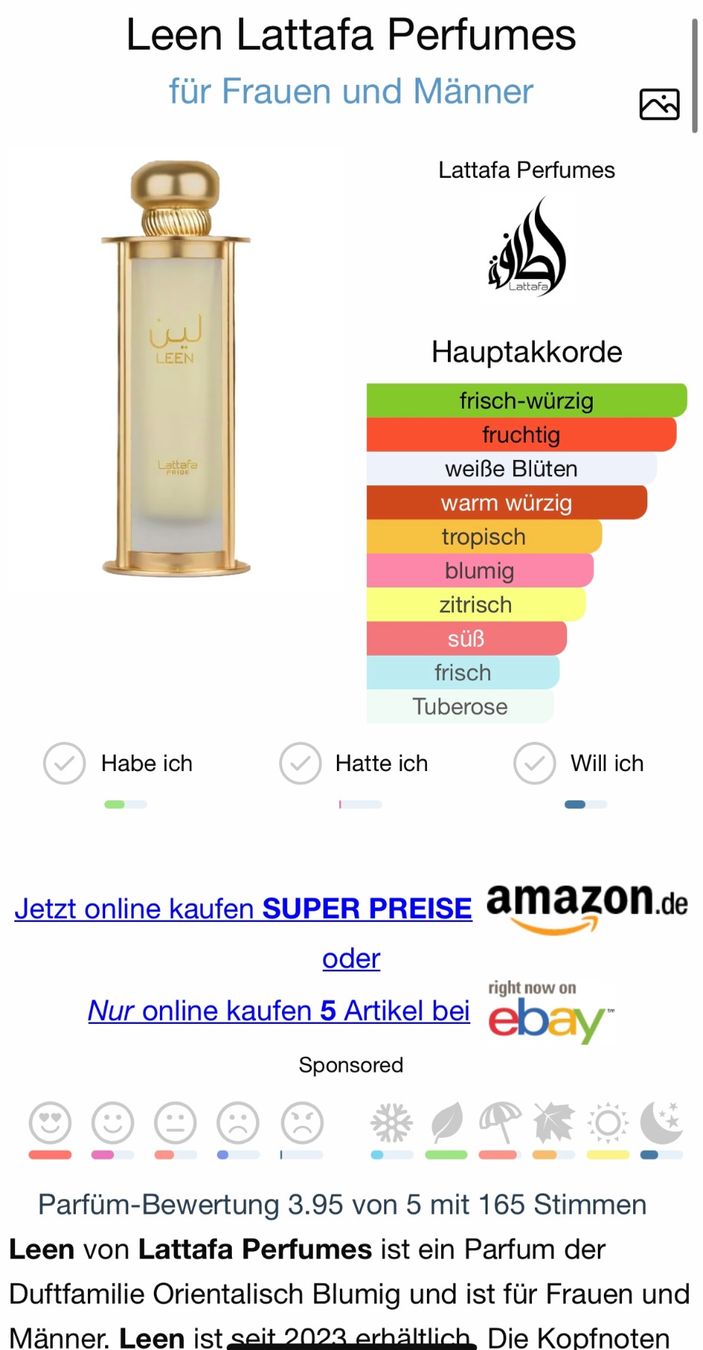 Profumi & Eau de Toilette: Lattafa Pride Leen EDP 20ml.Neu und ungeöffnet – Nuovo e nell'imballaggio originale da Zürich venduto da deruja 7