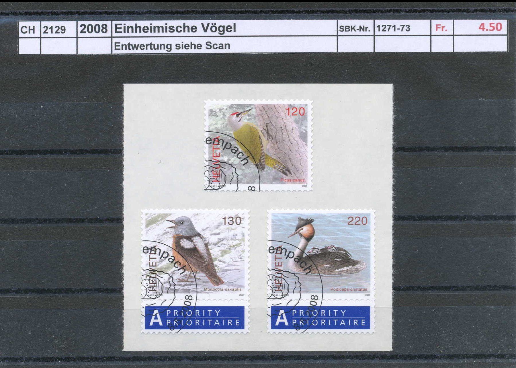 Alle Briefmarken: 2008 "Einheimische Vögel", gestempelt – Gebraucht aus Winterthur von Zupogeru